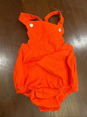 Jacadi Paris Bright Orange Baby  Romper Overalls size 3 months